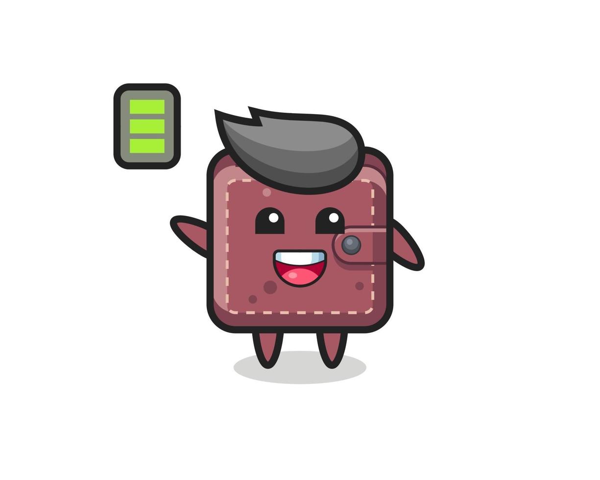 leather wallet mascot character with energetic gesture vector