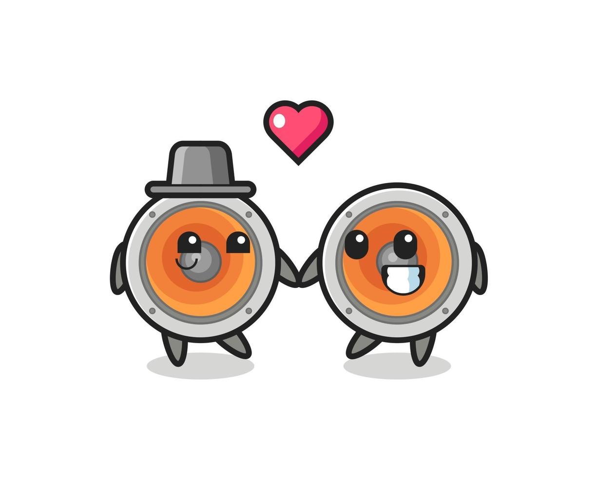 loudspeaker cartoon character couple with fall in love gesture vector