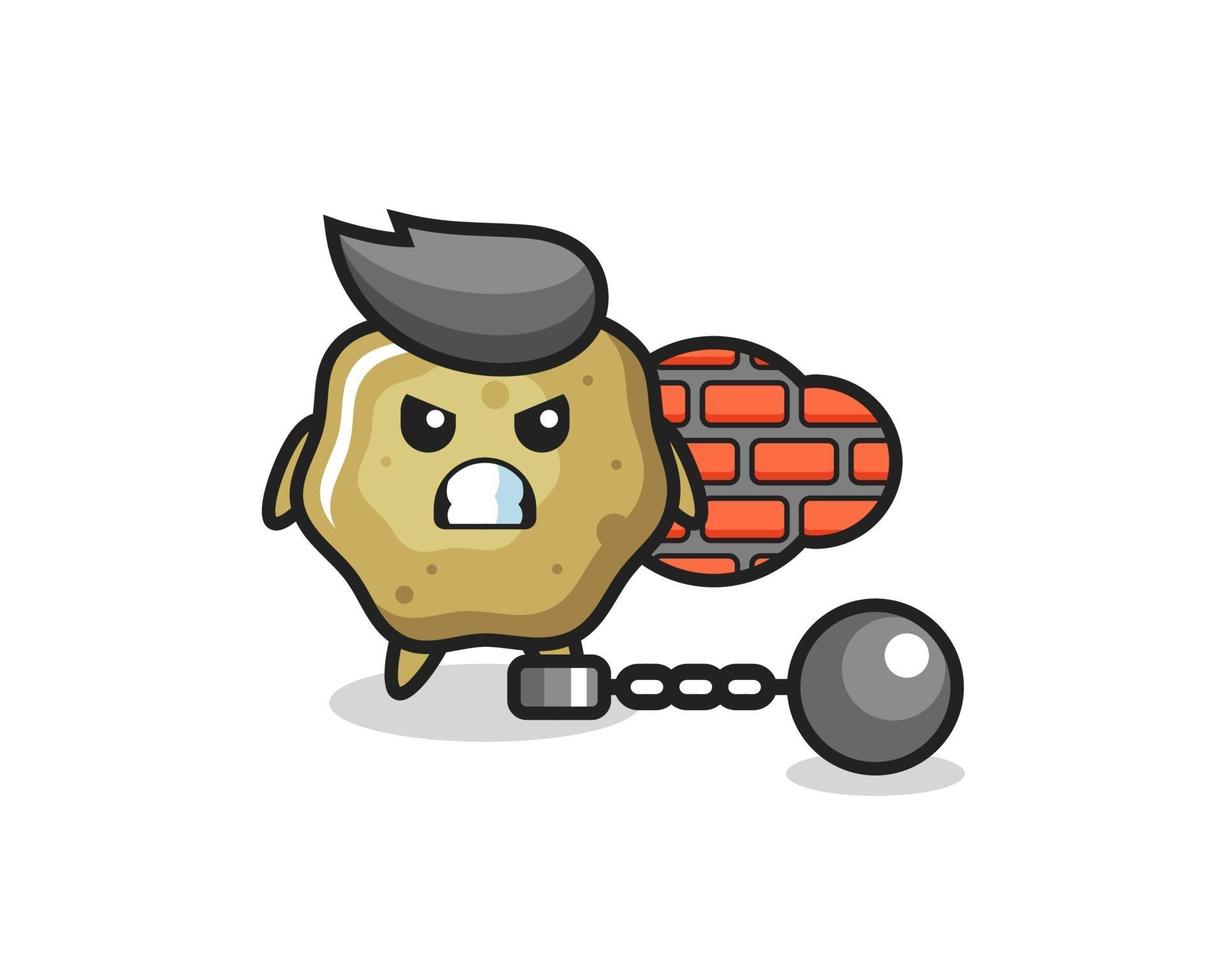 Character mascot of loose stools as a prisoner vector