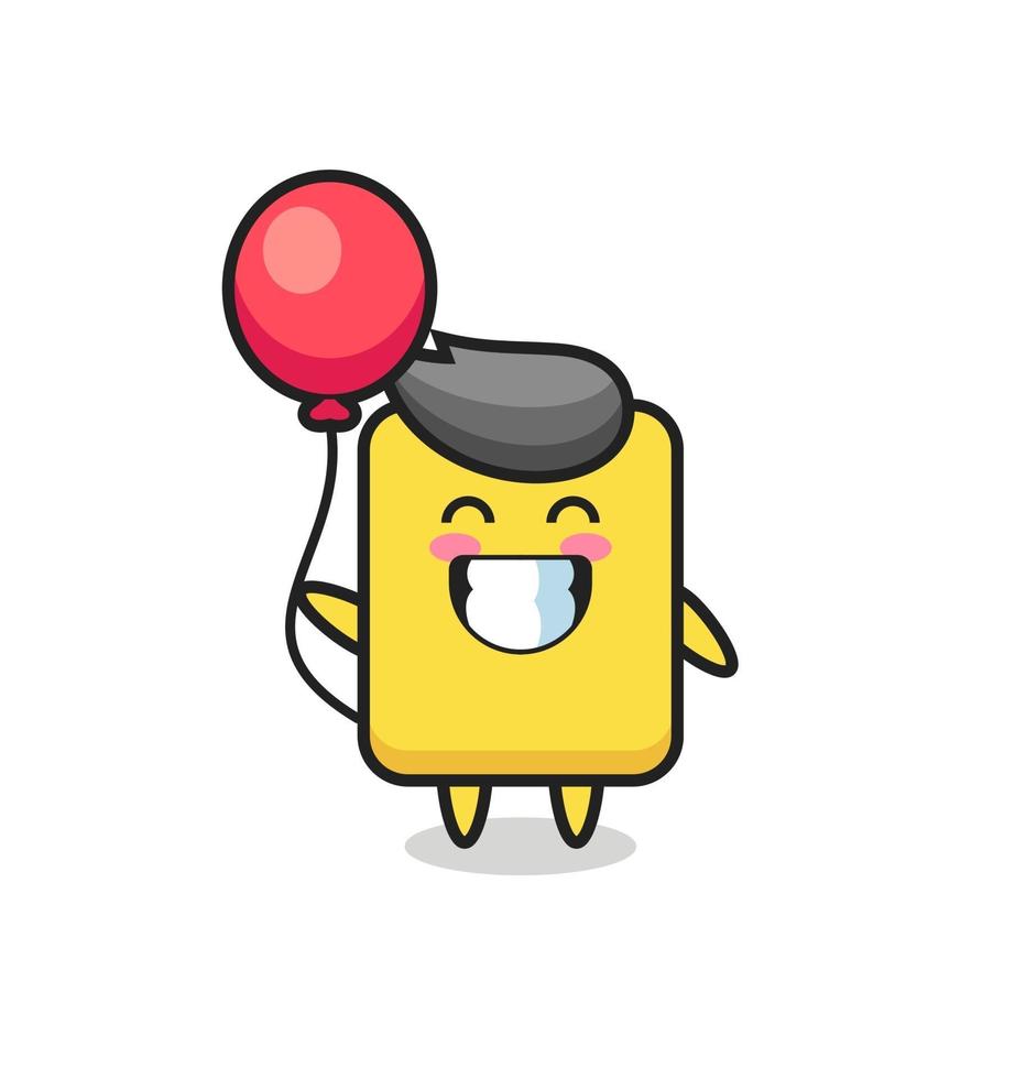 yellow card mascot illustration is playing balloon vector