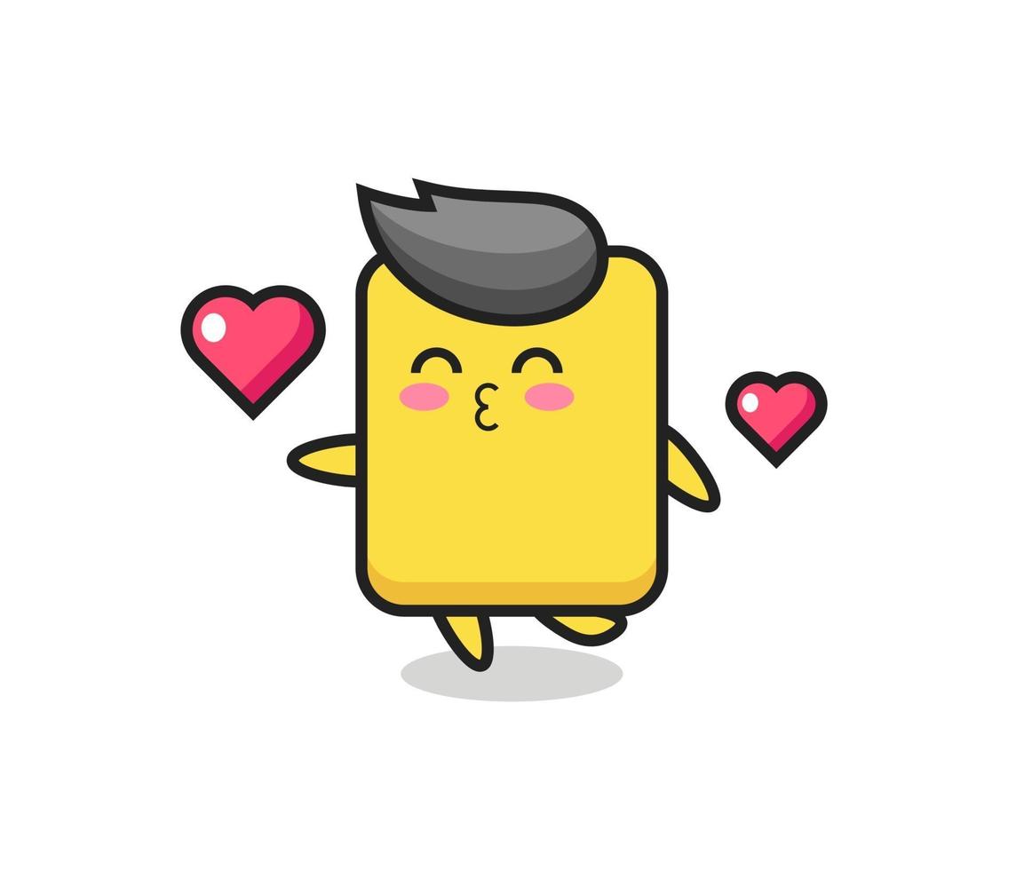 yellow card character cartoon with kissing gesture vector