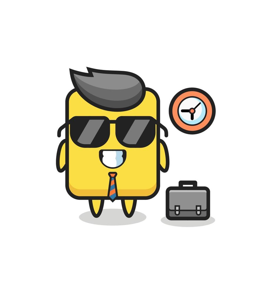 Cartoon mascot of yellow card as a businessman vector