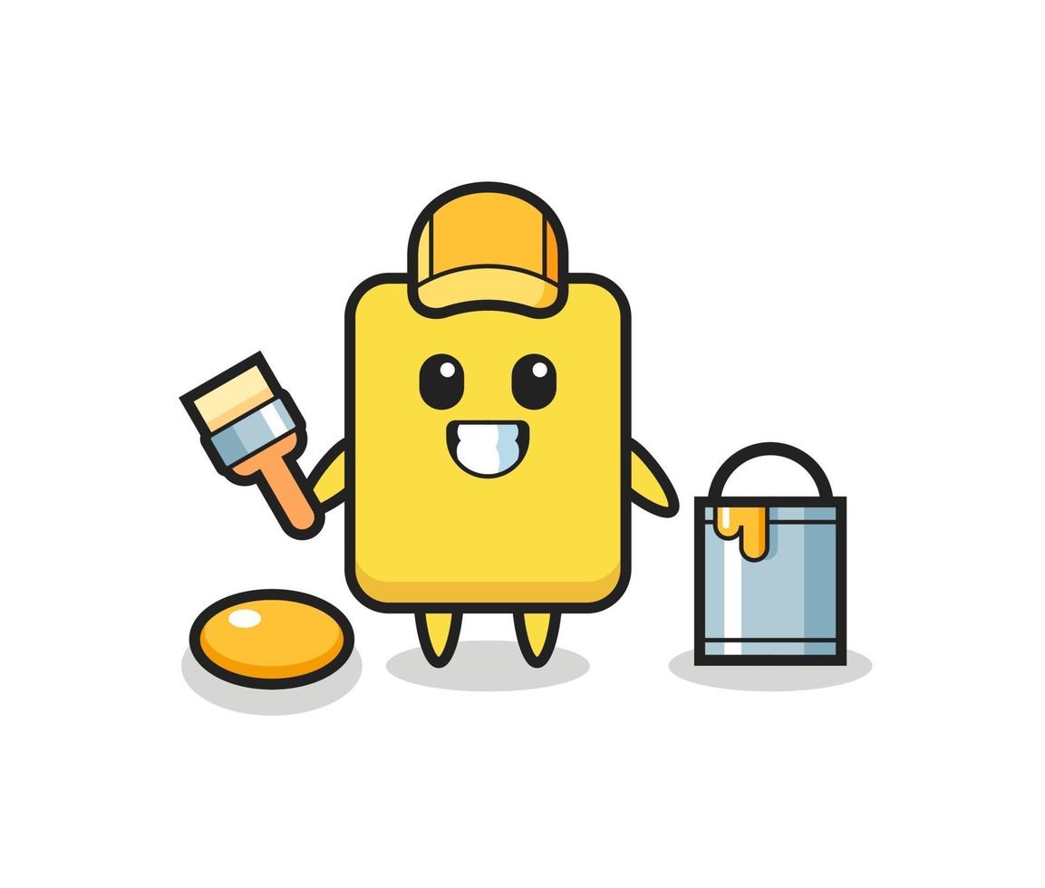 Character Illustration of yellow card as a painter vector