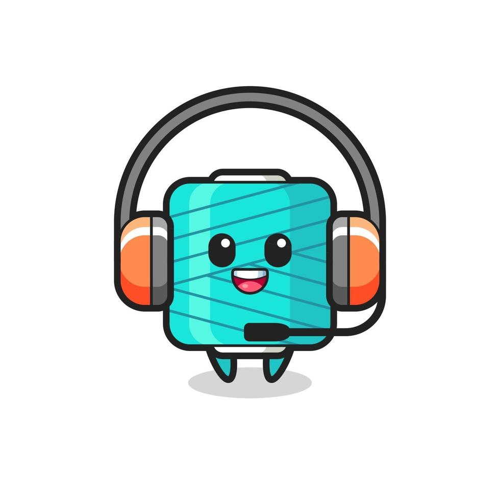 Cartoon mascot of yarn spool as a customer service vector