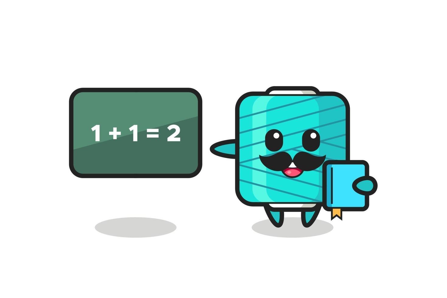 Illustration of yarn spool character as a teacher vector