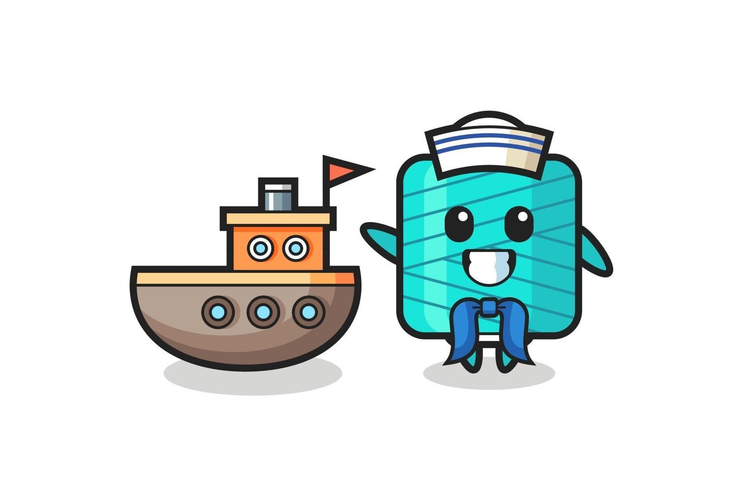 Character mascot of yarn spool as a sailor man vector