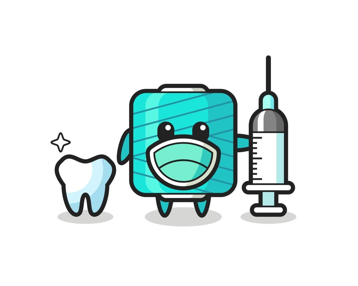 Mascot character of yarn spool as a dentist vector