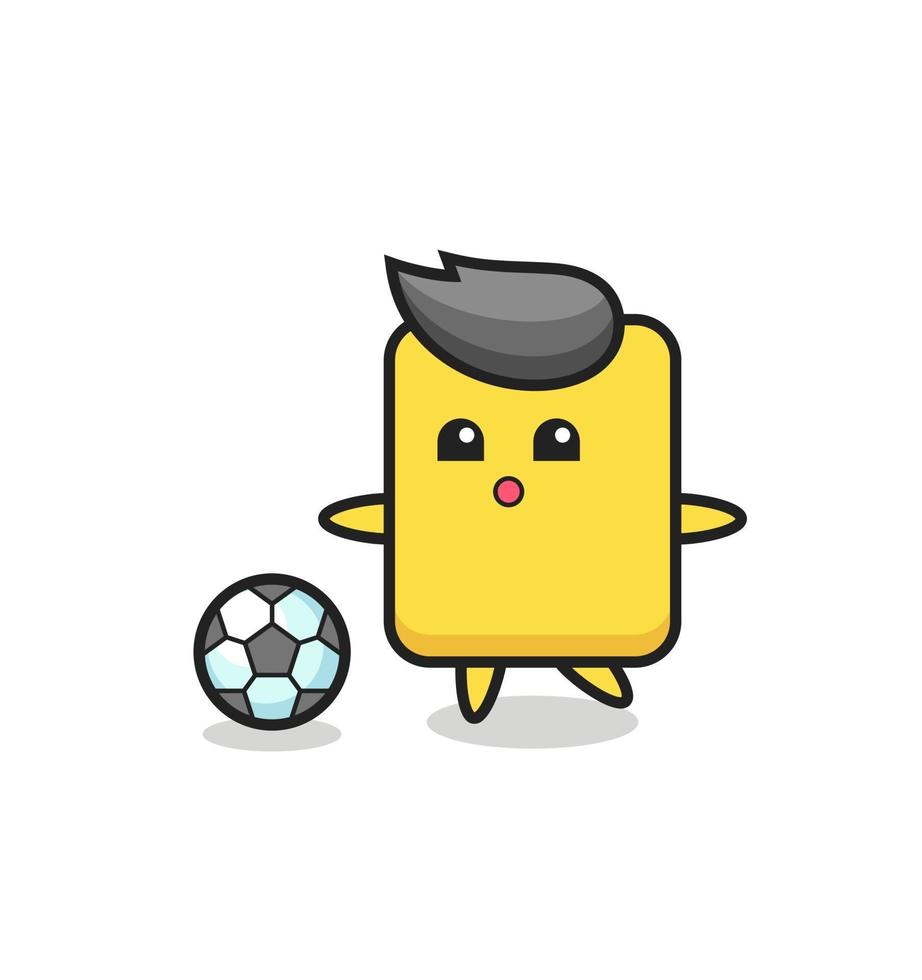 Illustration of yellow card cartoon is playing soccer vector