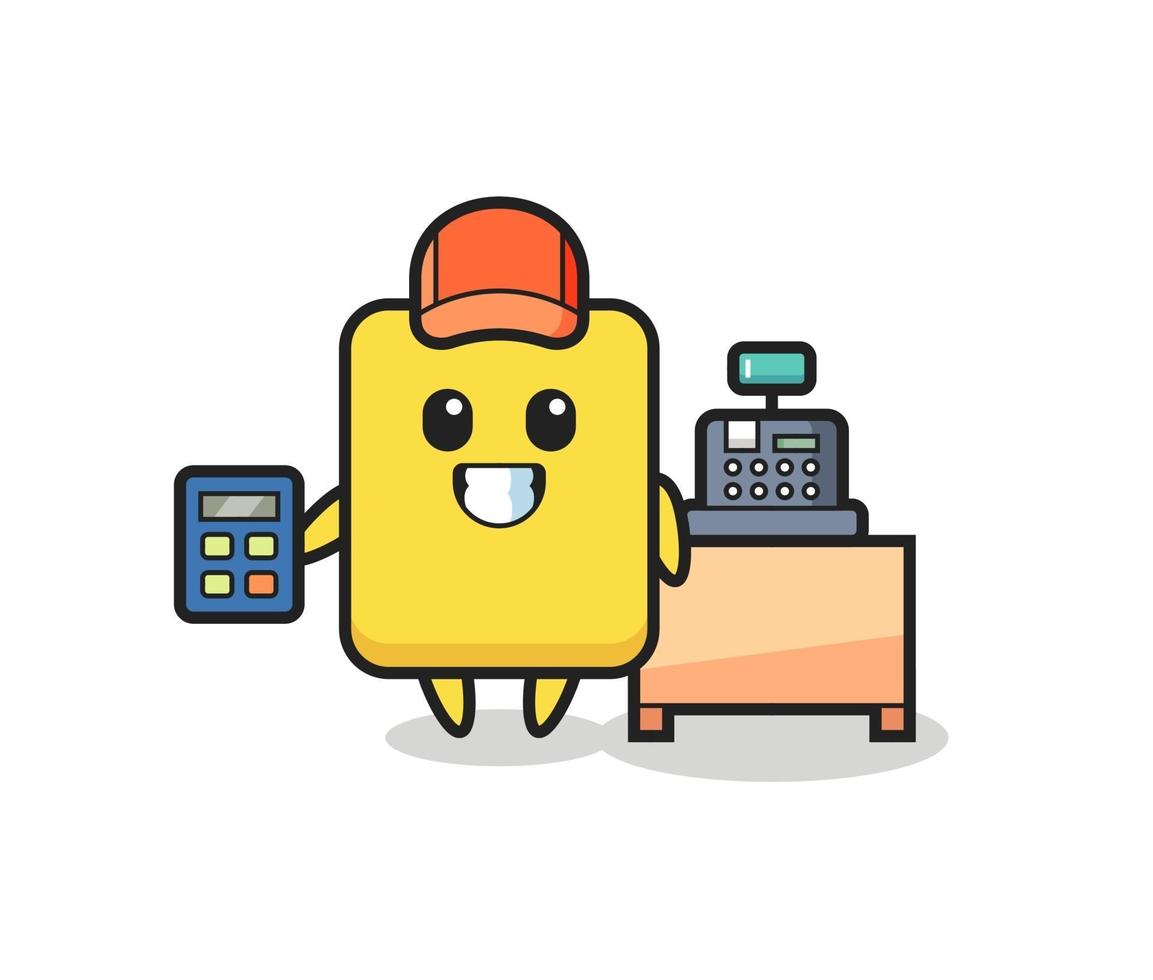 Illustration of yellow card character as a cashier vector