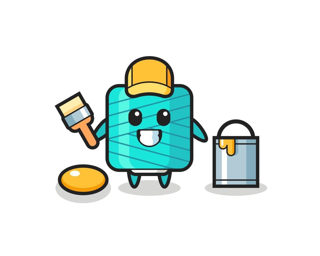 Character Illustration of yarn spool as a painter vector