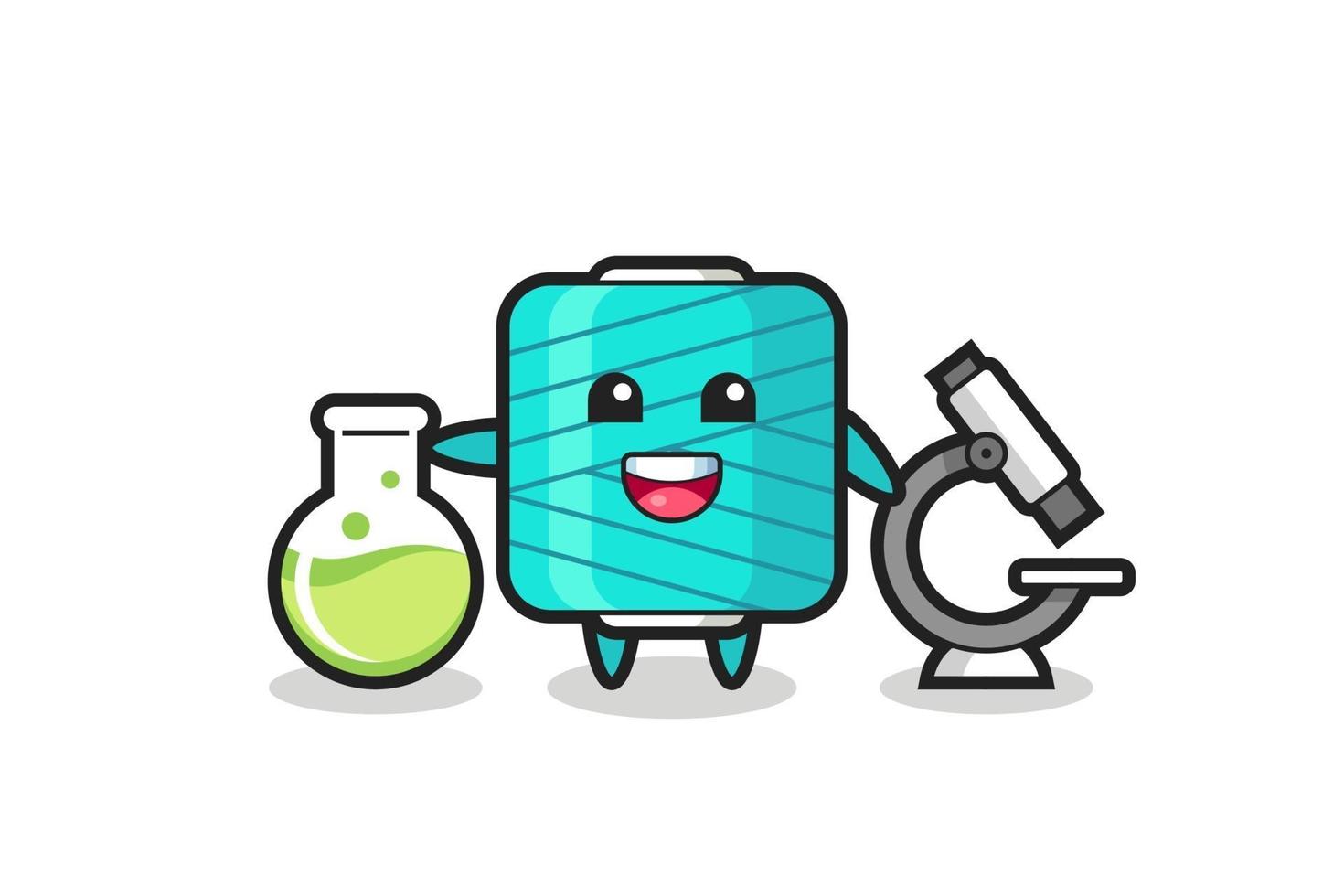 Mascot character of yarn spool as a scientist vector