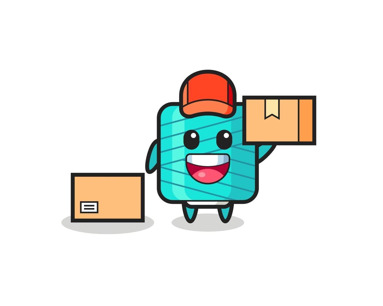 Mascot Illustration of yarn spool as a courier vector