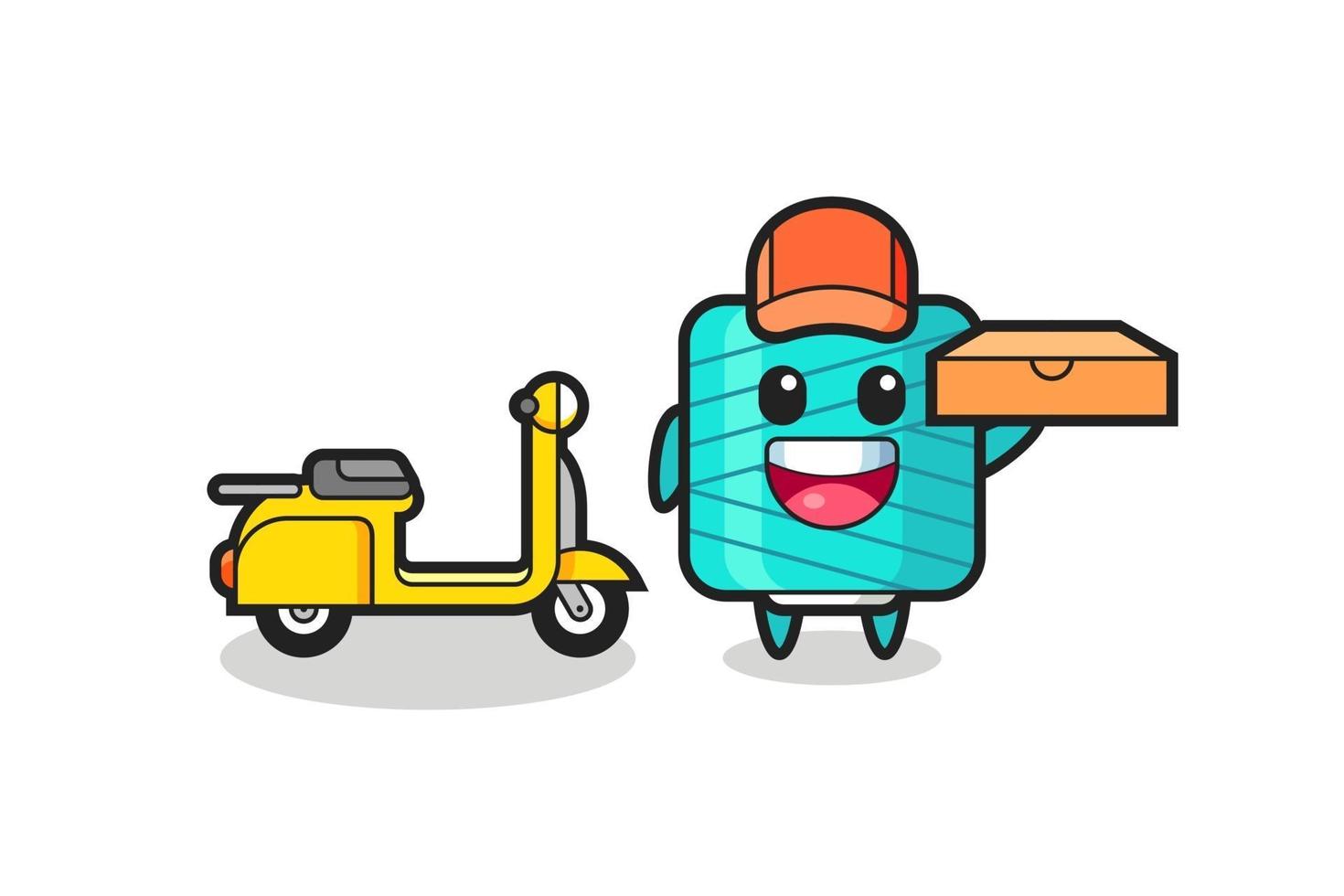 Character Illustration of yarn spool as a pizza deliveryman vector