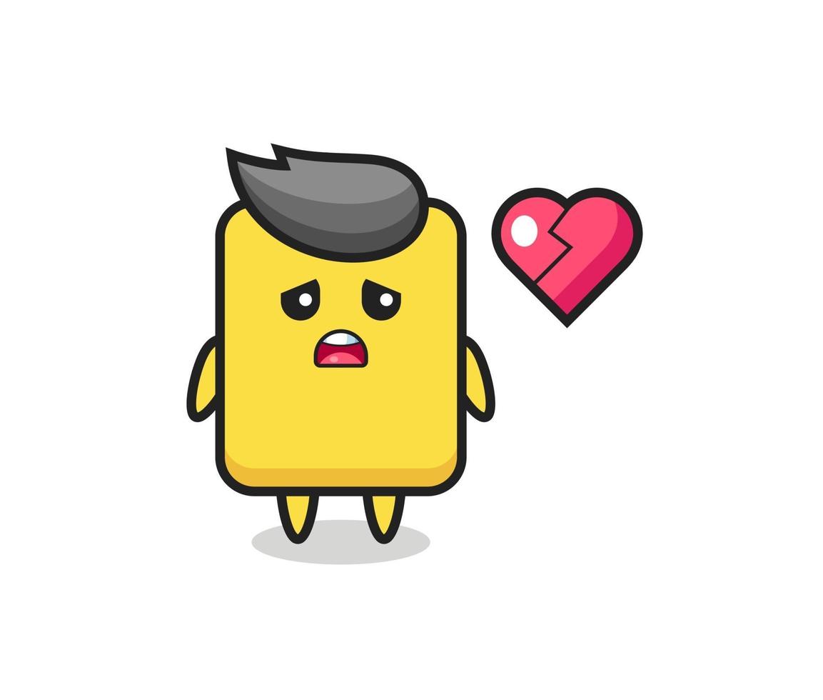 yellow card cartoon illustration is broken heart vector