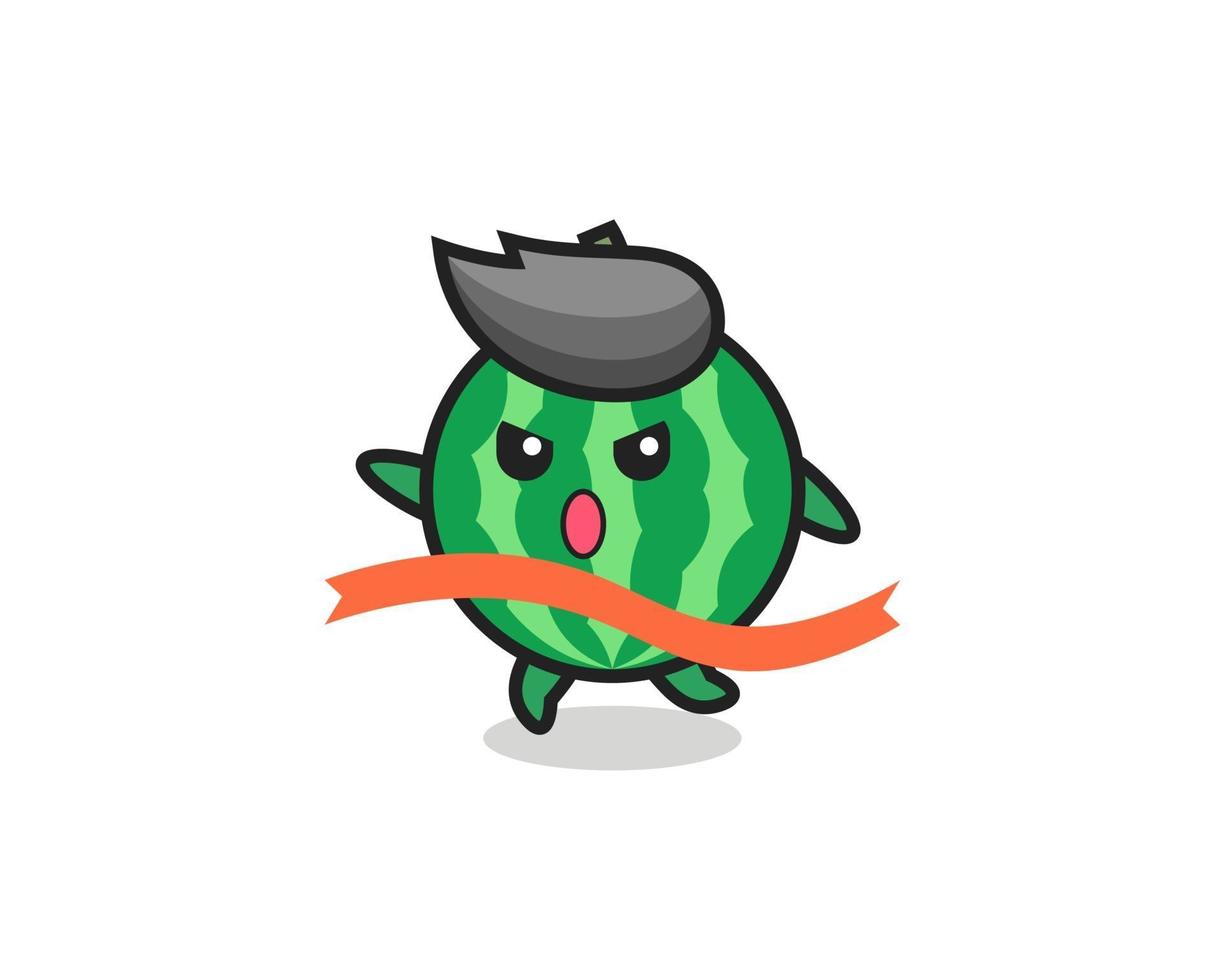 cute watermelon illustration is reaching the finish vector