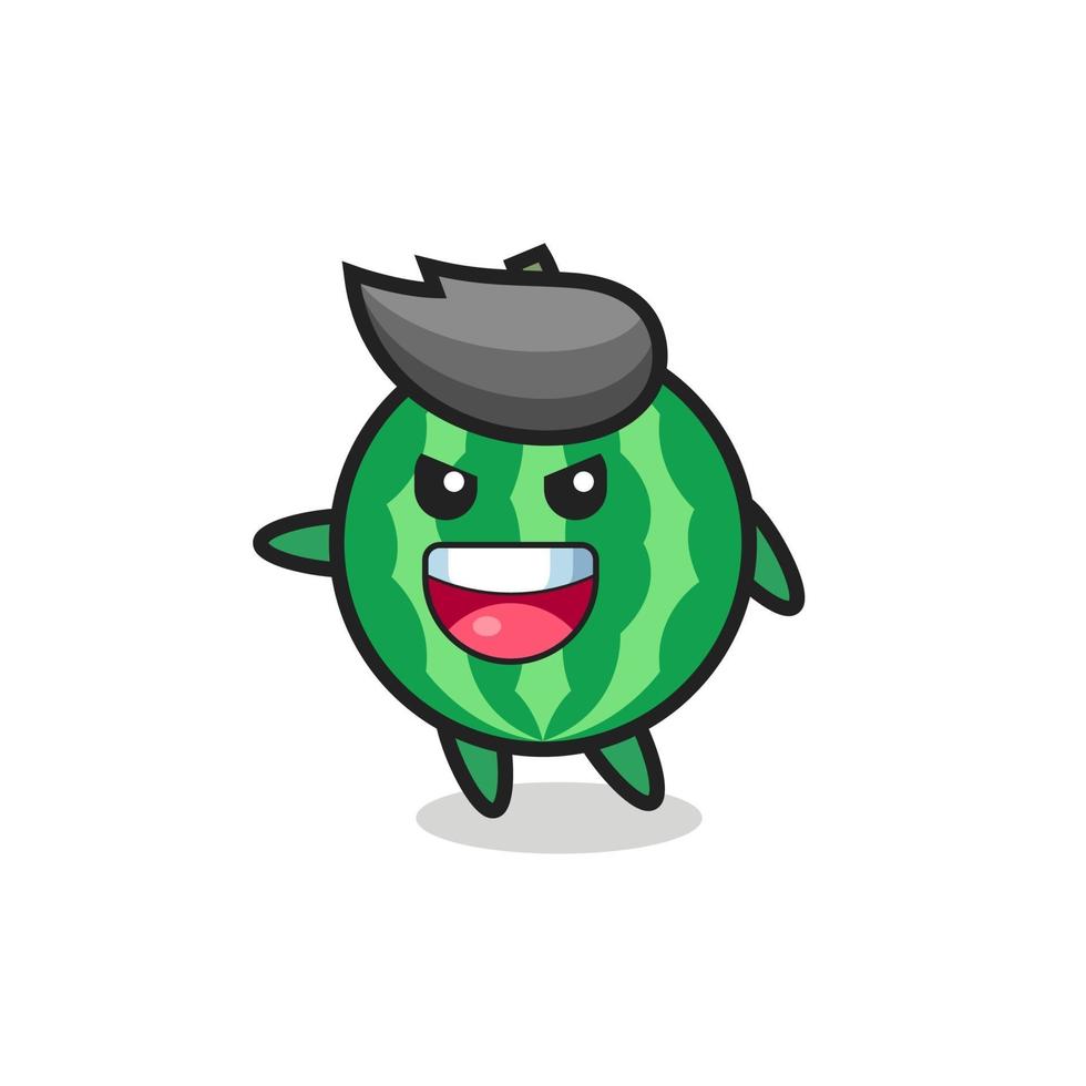 watermelon cartoon with very excited pose vector