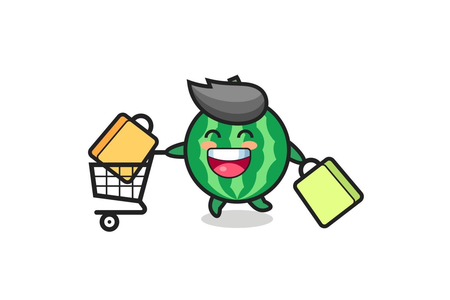 black Friday illustration with cute watermelon mascot vector