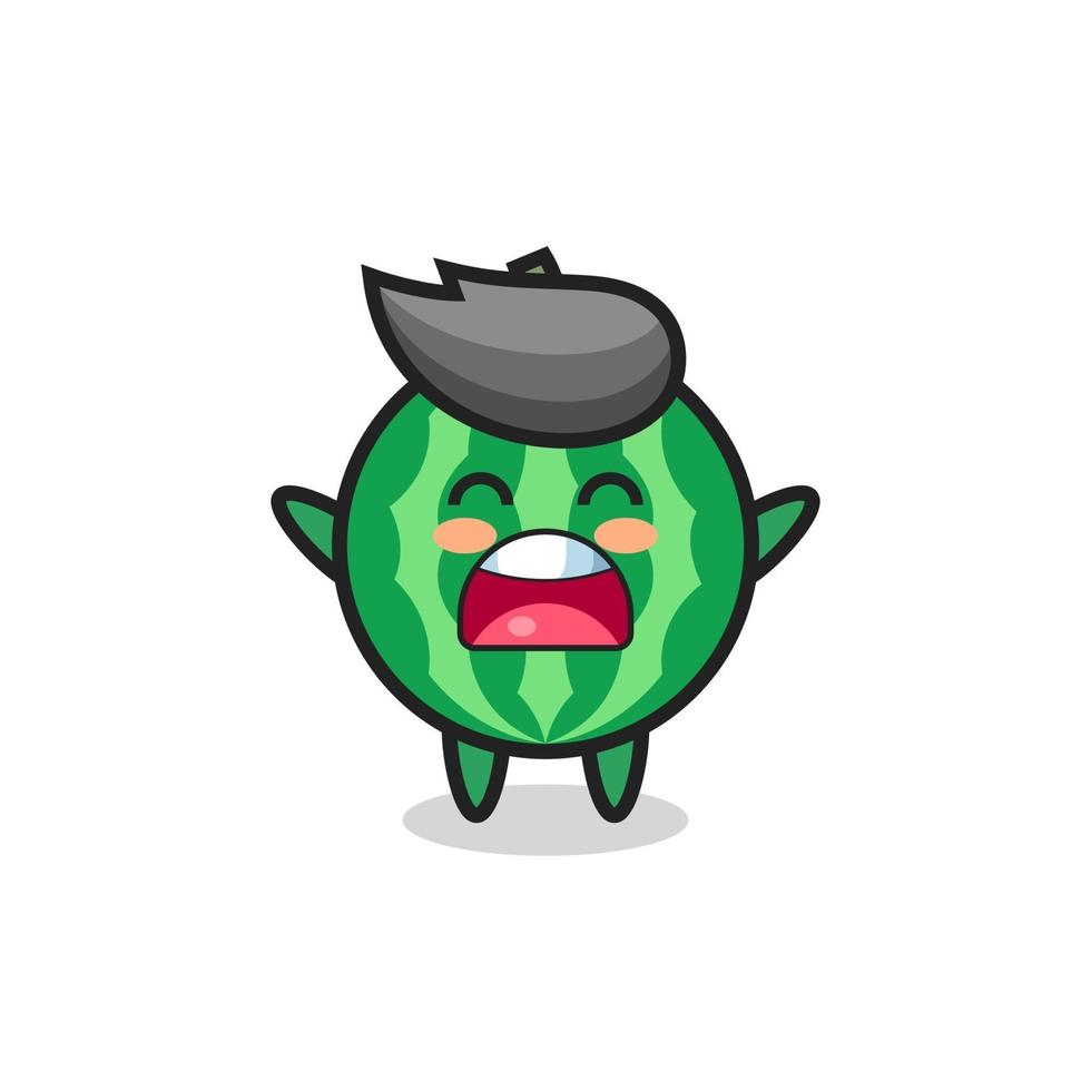 cute watermelon mascot with a yawn expression vector