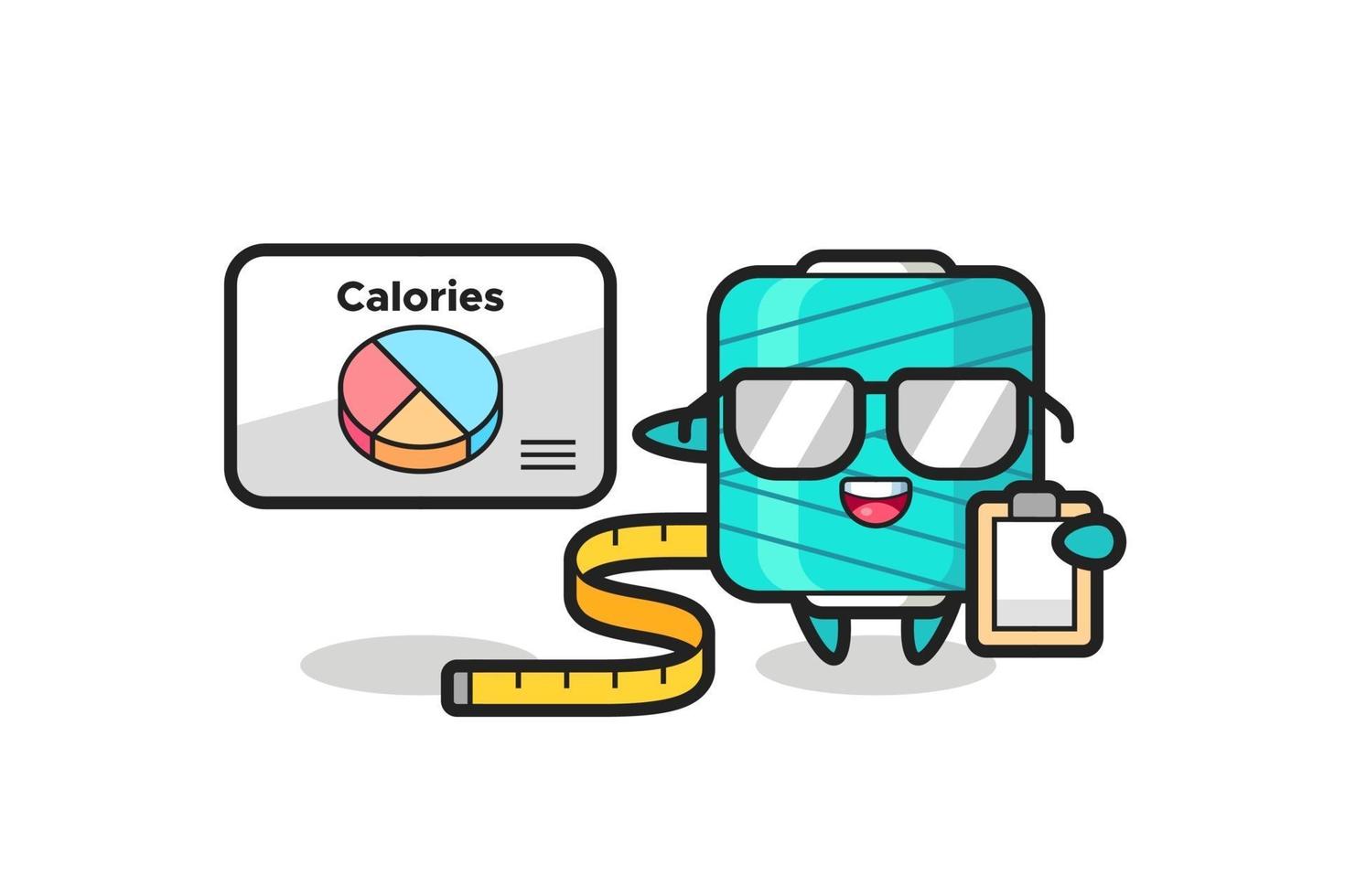 Illustration of yarn spool mascot as a dietitian vector