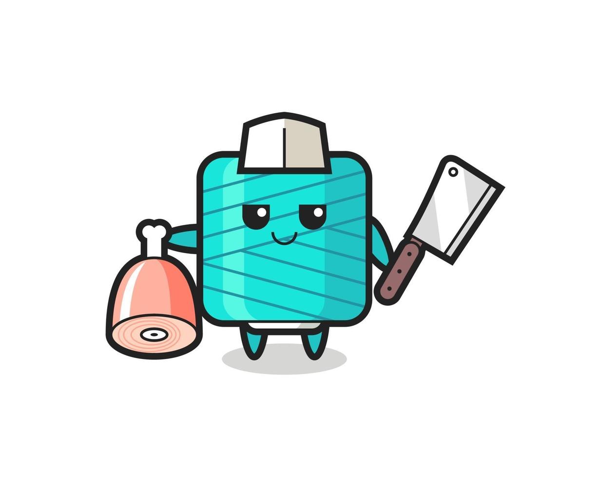 Illustration of yarn spool character as a butcher vector
