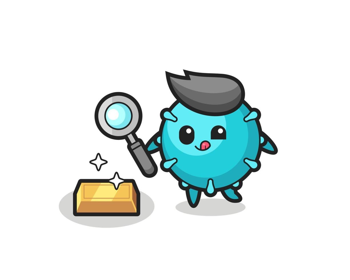 virus character is checking the authenticity of the gold bullion vector