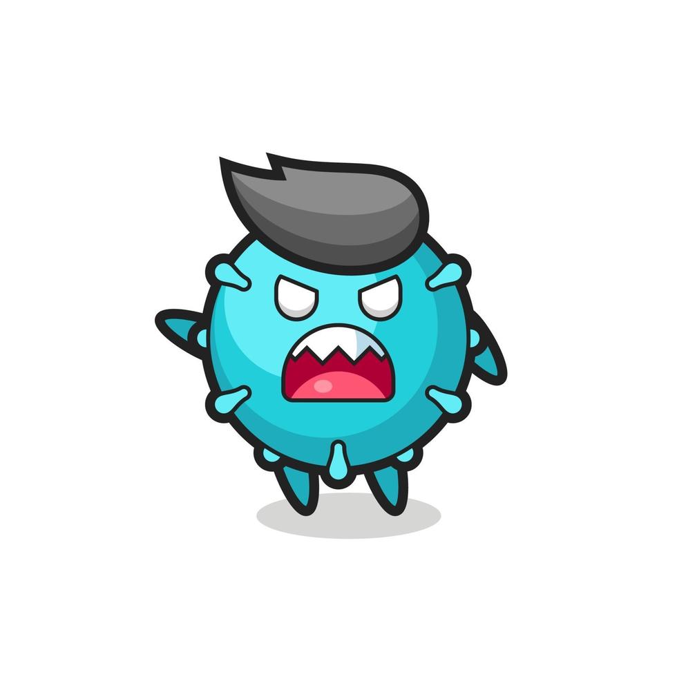 cute virus cartoon in a very angry pose vector