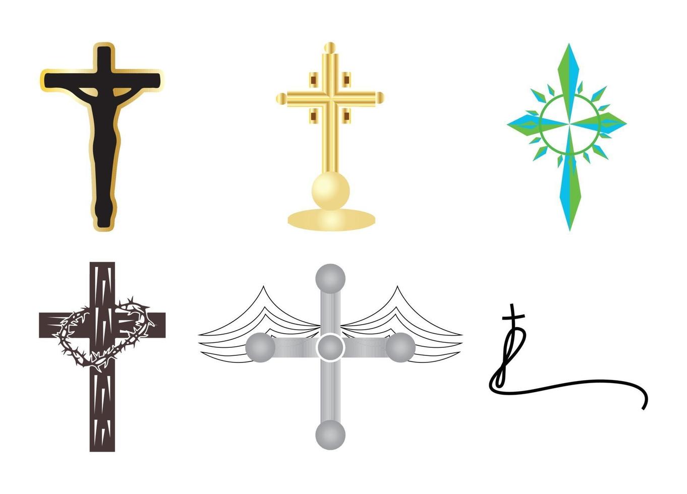 Set of six cross icons vector