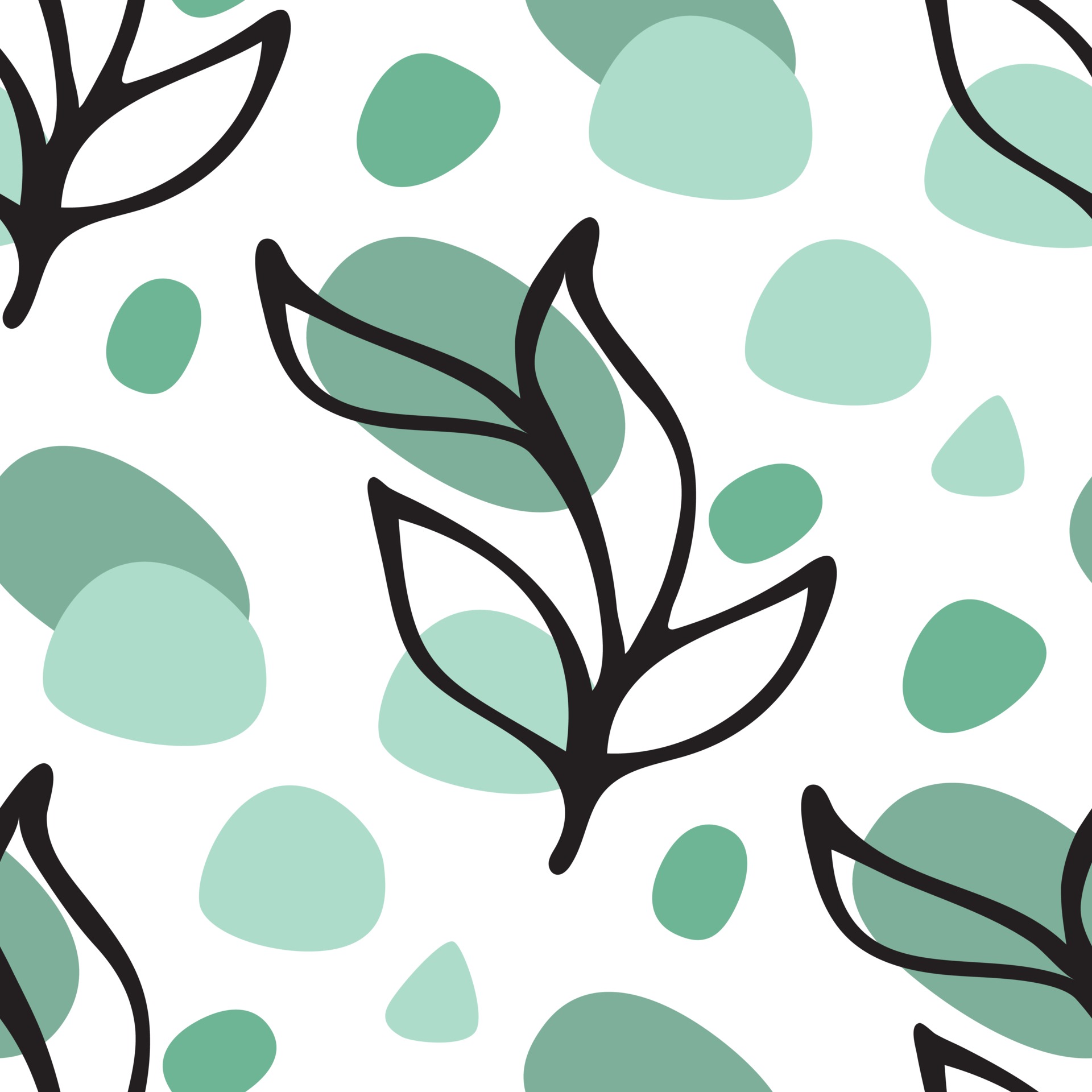 Seamless pattern background with black ink floral leaves doodle 3321154 ...