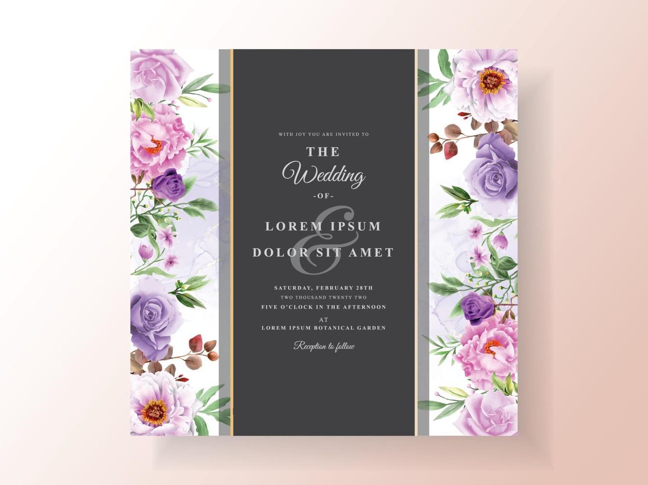 hermosa plantilla floral de la invitación de la boda de la acuarela vector