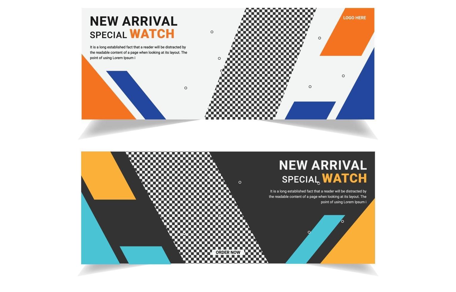 New arrival smart watch banner template design. vector