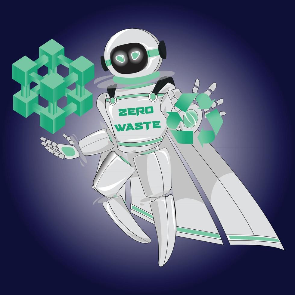 Zero Waste Robot Mascot vector