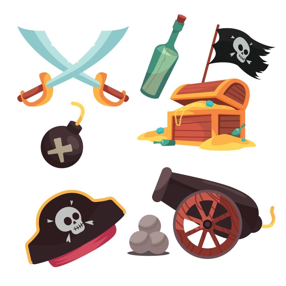 elementos de piratas de dibujos animados vector