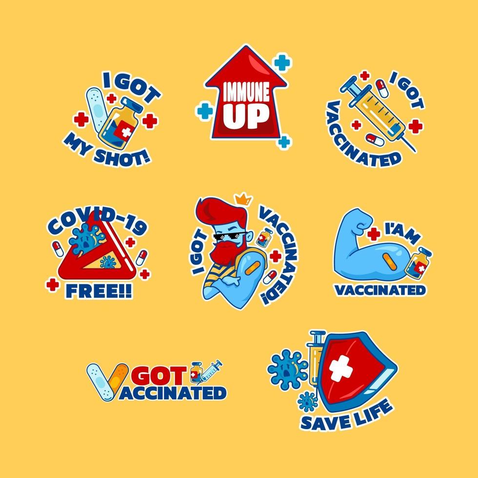 Covid 19 Vaccine Sticker Set vector