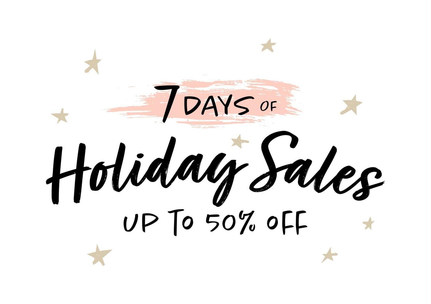 7 days of holiday sales up to 50 percent off banner. vector