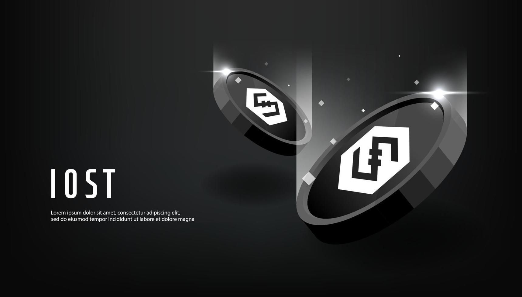 IOST coin banner. IOST coin cryptocurrency concept banner. vector