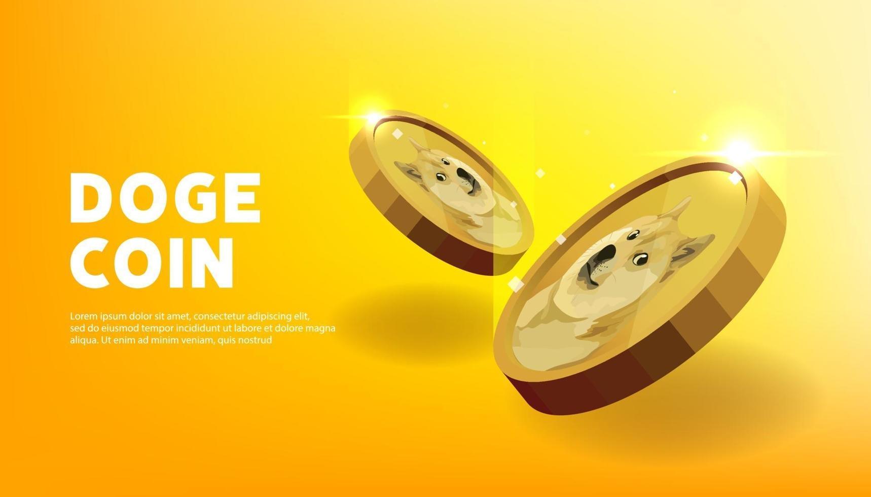Dogecoin banner. DOGE cryptocurrency concept banner background. vector