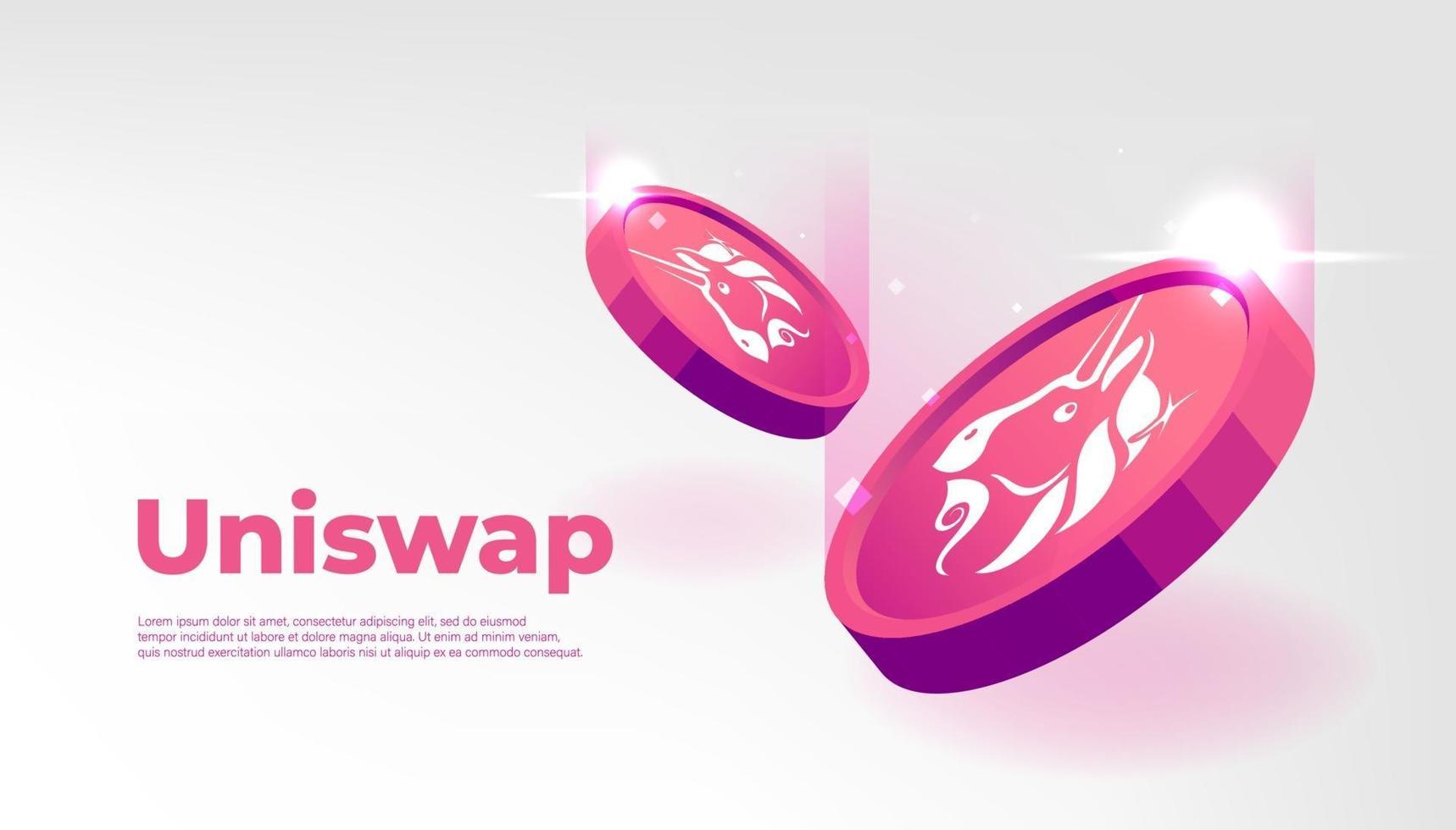 Uniswap coin banner. UNI coin cryptocurrency concept banner. vector