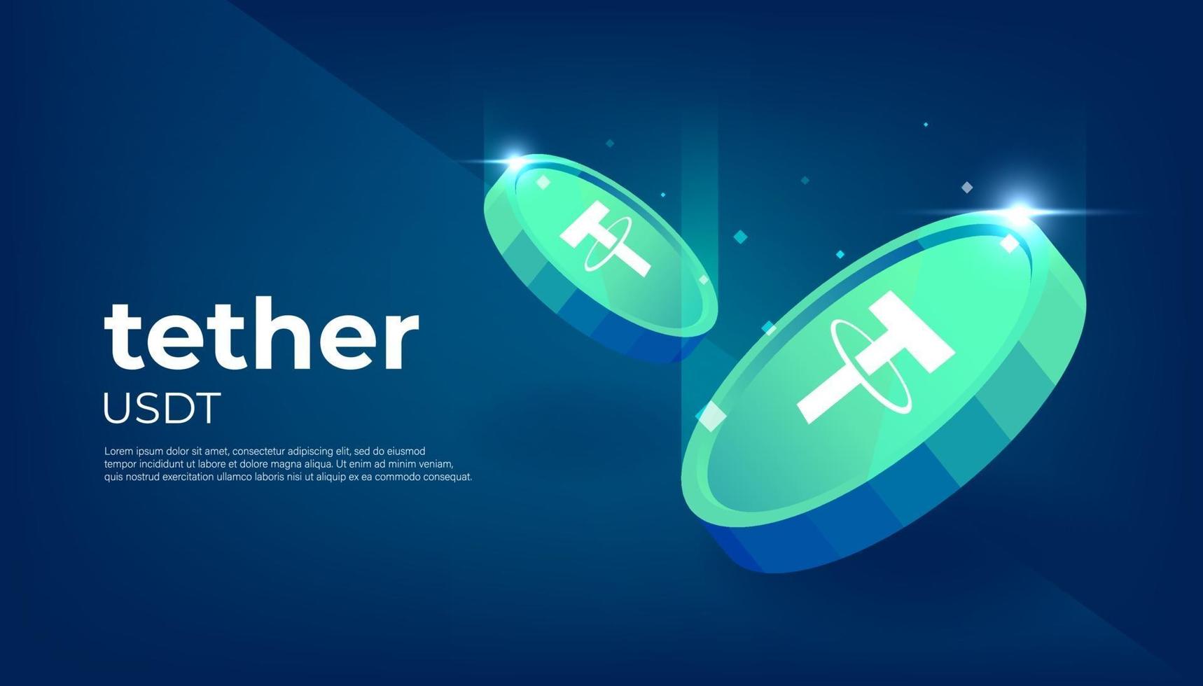 Tether or USDT crypto currency themed banner. vector