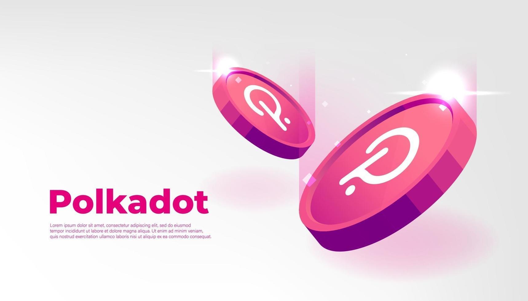 Polkadot coin banner. DOT coin cryptocurrency concept banner. vector