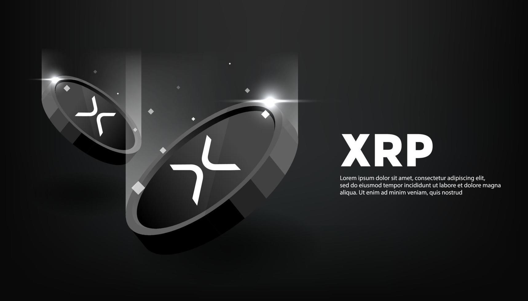 Ripple coin or XRP coin banner. XRP coin cryptocurrency banner. vector