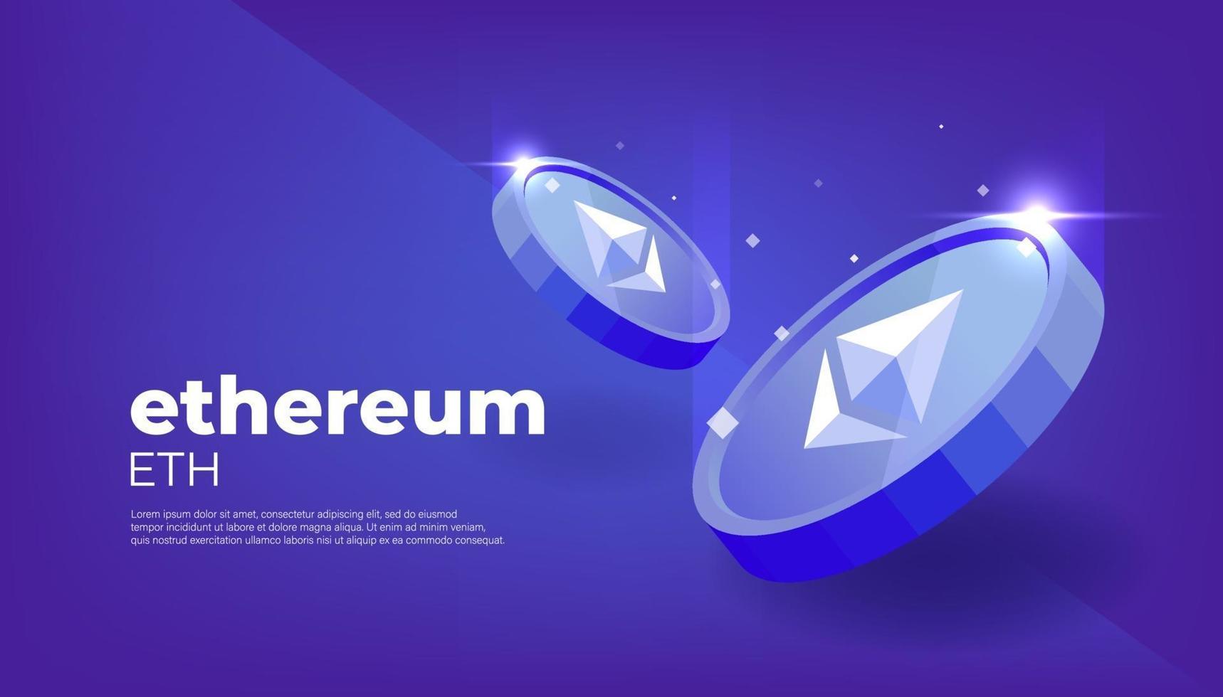 Ethereum banner. ETH cryptocurrency concept. vector