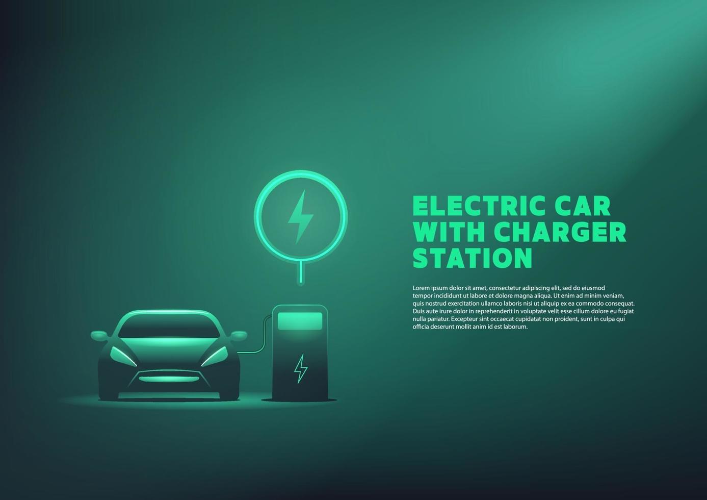 EV Car or Electric charging at the charger station. vector