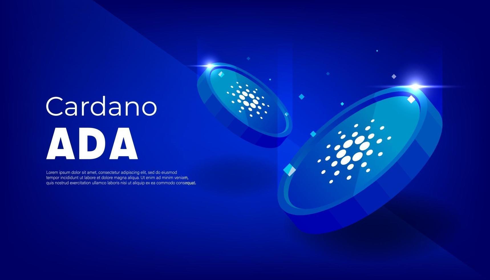 banner de moneda cardano o ada. banner de concepto de criptomoneda de moneda ada. vector