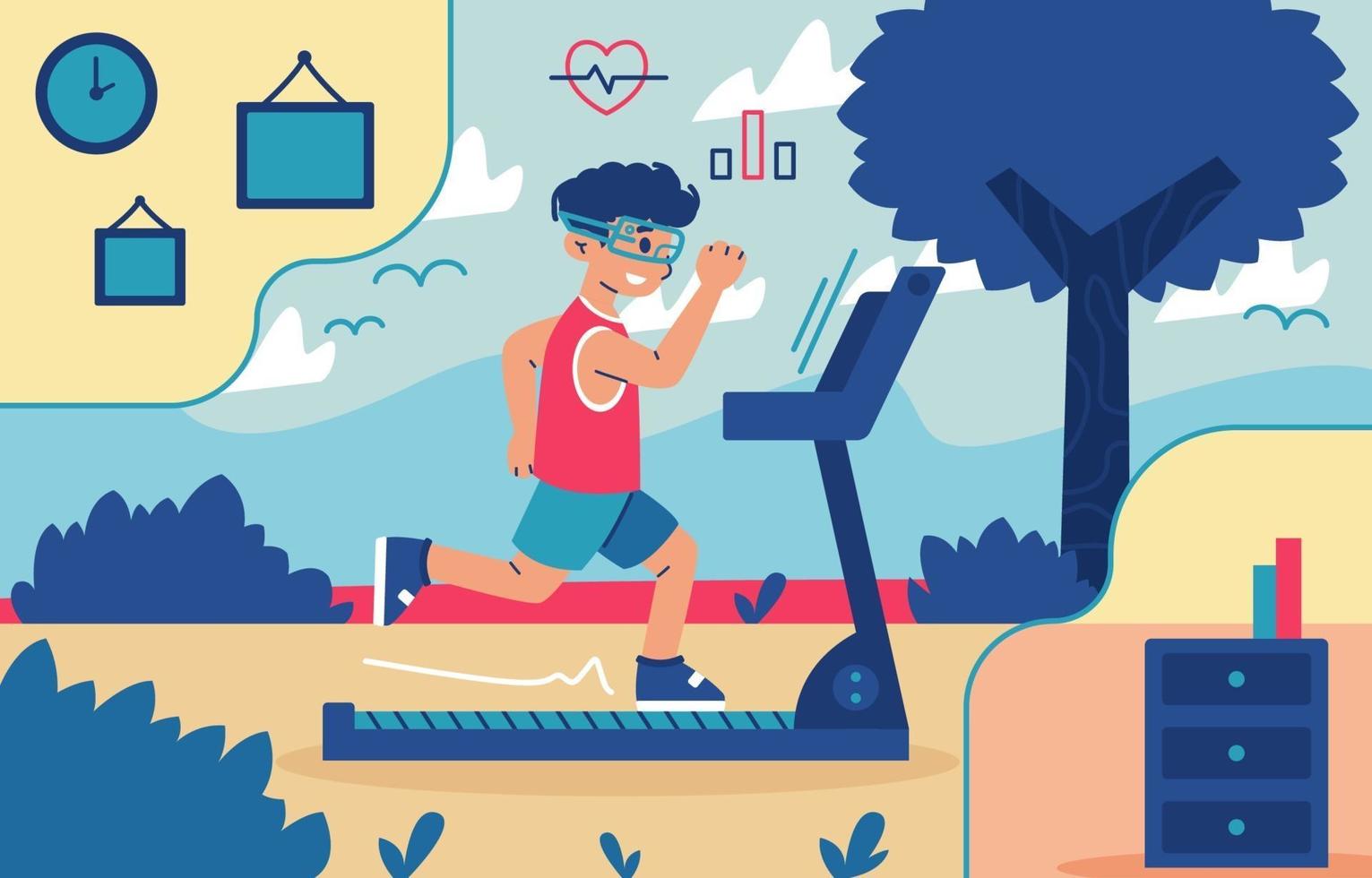 Virtual Run with Treadmill Concept 3321421 Vector Art at Vecteezy