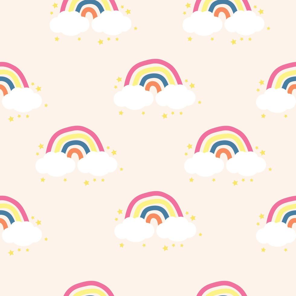 Cute doodle rainbow  seamless pattern vector