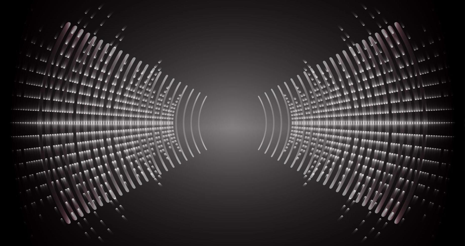 Sound waves oscillating dark light vector