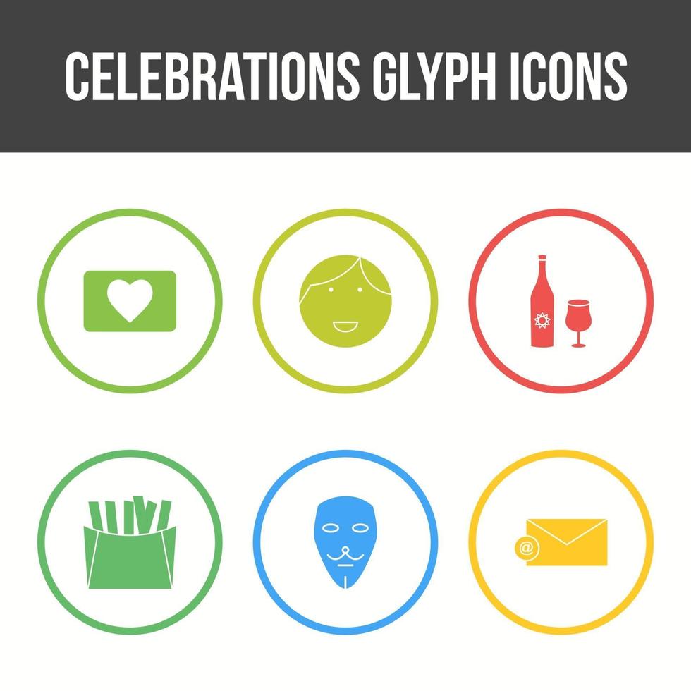 Conjunto de iconos de vector de glifo de celebración única