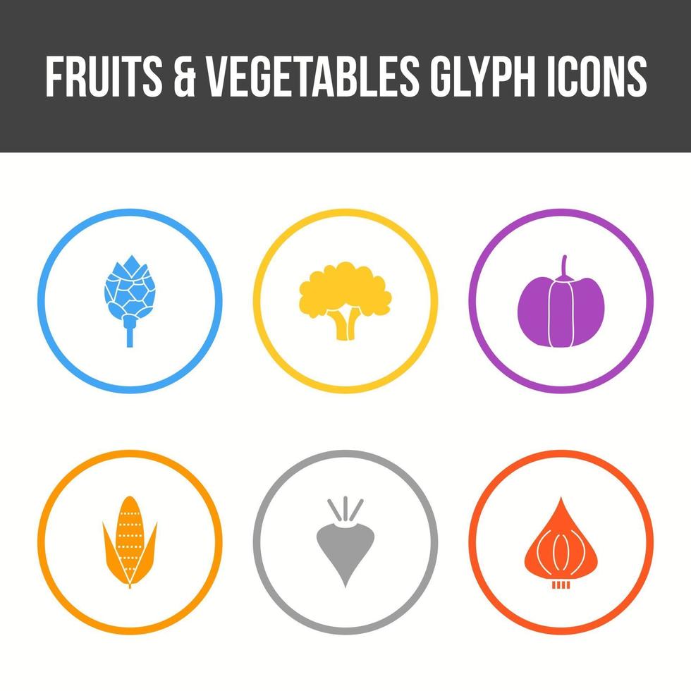 conjunto único de iconos vectoriales de frutas y verduras vector