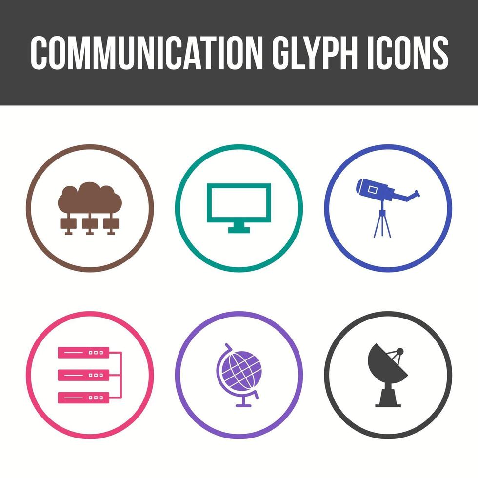 Conjunto de iconos de vector de glifo de comunicación única