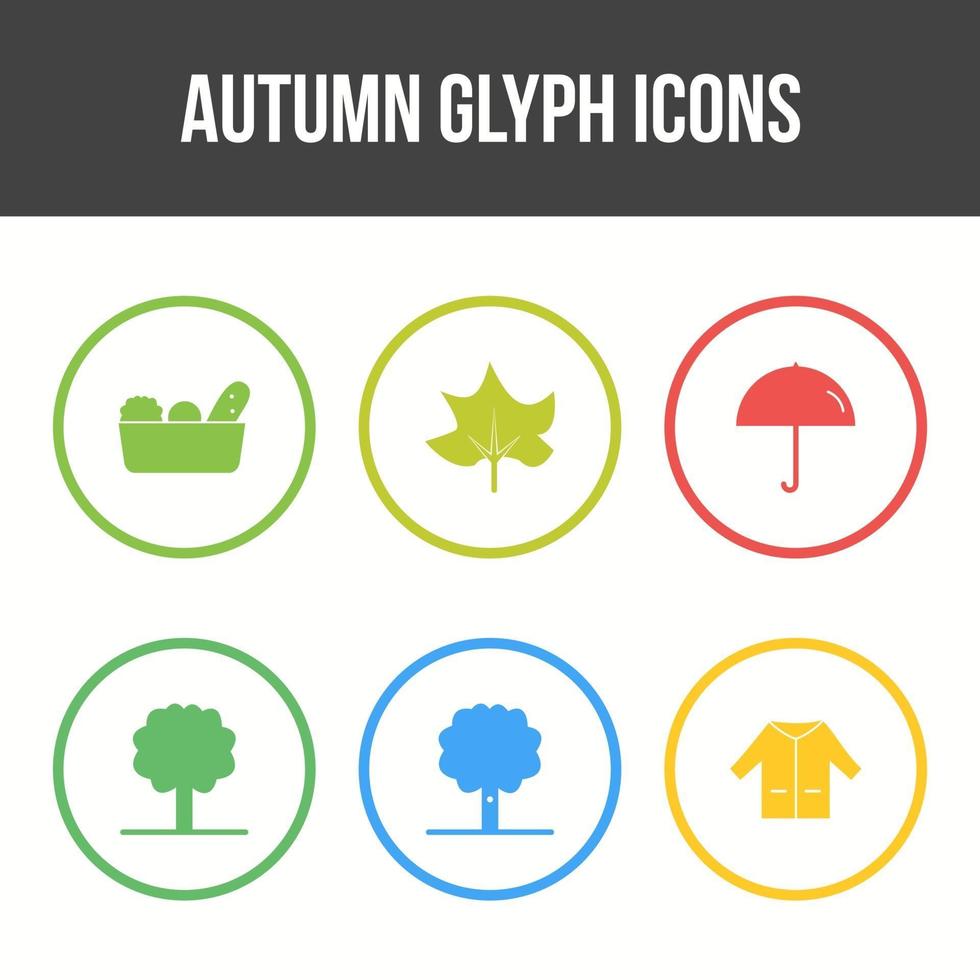 conjunto de iconos de vector de otoño único